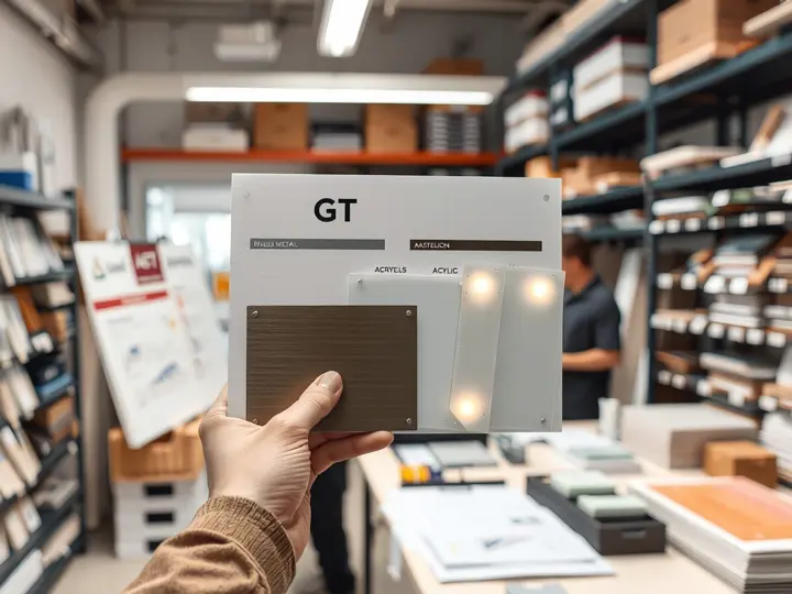 材质样品板展示不同标牌材料